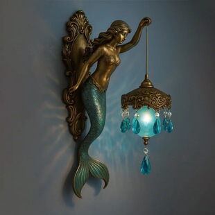 跨境新品Mermaid Wall Lamp创意航海波希米亚海洋美人鱼艺术壁灯