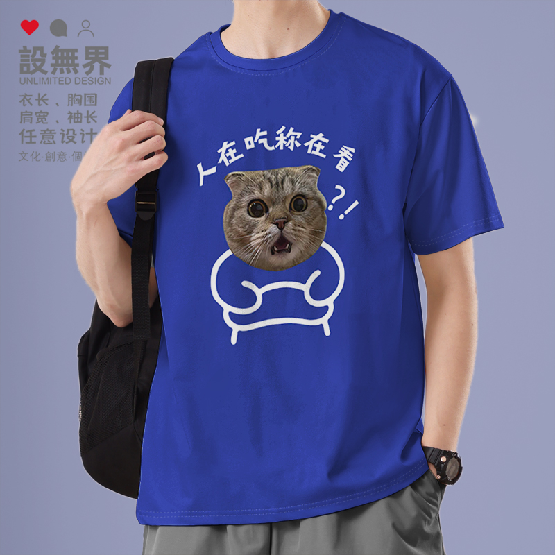 日系肥胖啤酒肚猫咪人在吃称T恤