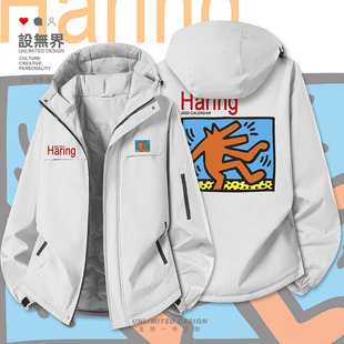 涂鸦基思哈林Keith Haring波普艺术手绘加厚棉服男女外套设 无界
