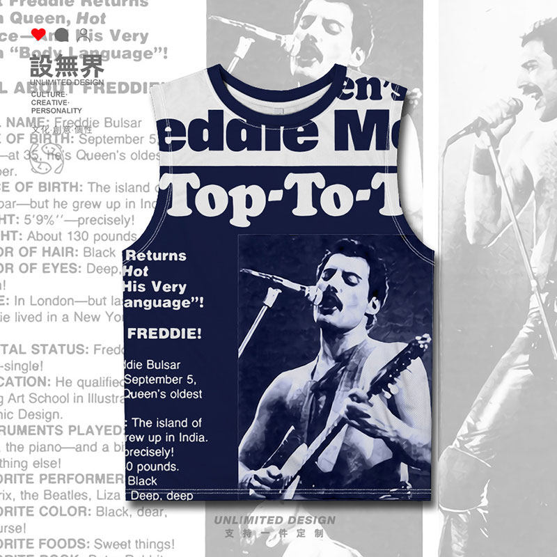 queen皇后乐队弗雷迪摇滚海报大码速干背心男装女装夏0010设 无界