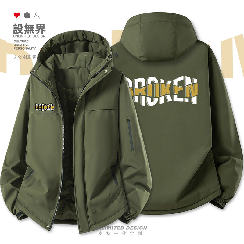 破坏broken英文简约小清新加厚棉服男女宽松潮棉袄外套设 无界
