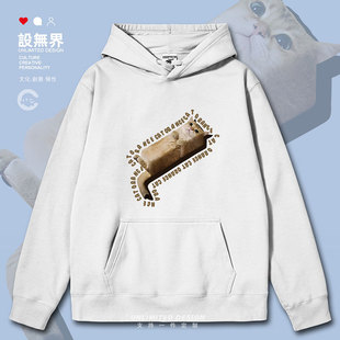 日系恶搞方块小猫橘猫佛系可爱趣味连帽卫衣男女春秋0017设 无界