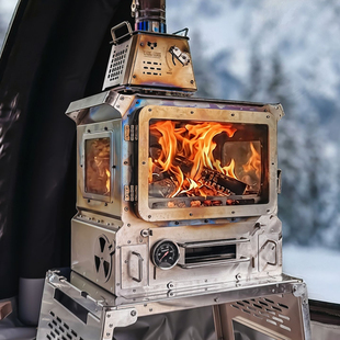 黑固钛版小魔王便携柴火炉户外露营取暖炉冬天帐篷采暖装备观火炉