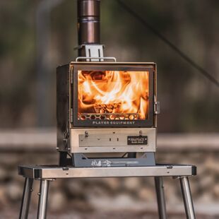 黑固小书包不锈钢版户外柴火炉露营取暖炉便携小炉小型桌面观火炉