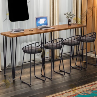 吧台桌子靠墙长条桌子阳台吧台轻奢出租屋客厅隔断奶茶店吧台桌椅