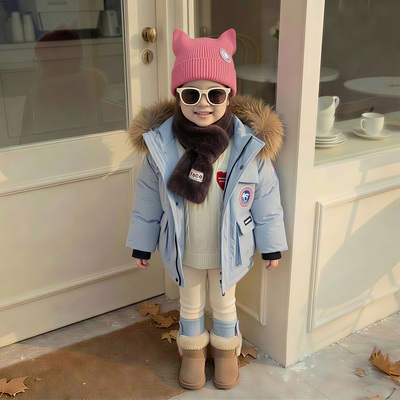 2026新款女童男童羽绒服女宝宝户外保暖派克服羽绒高充量小儿童潮