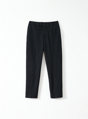 羊毛极简条纹舒适窄脚中腰百搭休闲西装裤时尚秋冬潮流YGAW039