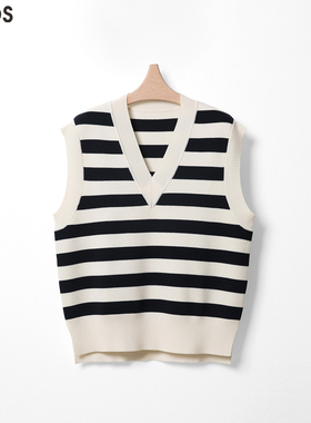 新款羊毛马甲女气质上衣百搭背心宽松条纹打底衫 - YGSS206