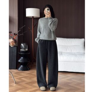 百搭黑色外穿显瘦时尚 休闲裤 YGAW5356 高支加密弯刀秋冬款 羊毛新款