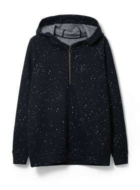 女款秋冬时尚潮酷满天星半拉链休闲连帽卫衣百搭 - YGAW001