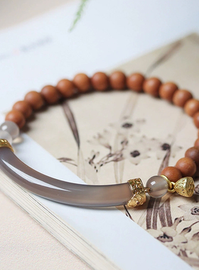 普陀山同款半生烟紫檀香木玛瑙手串手链降真香半镯手串女生感手饰