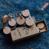 定制专属你 你 人物头像复古黄铜全牛皮圆形钥匙扣 口袋里 山岩