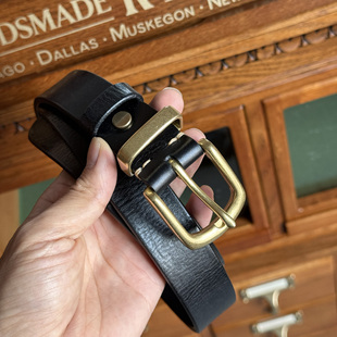 山岩 女腰带2.8CM 手感厚实植鞣头层牛皮 复古休闲真皮黄铜扣皮带