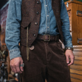 手工水洗做旧效果 山岩 铜扣 复古腰带 3.7CM宽男用皮带 日版 美式