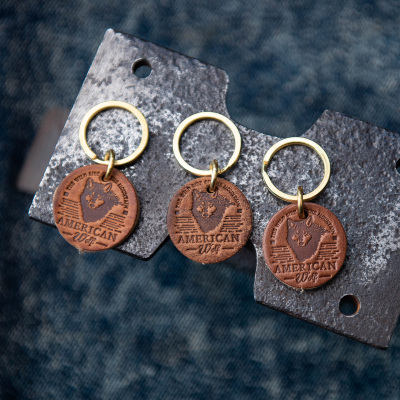 山岩复古3.0cm圆形钥匙扣挂件