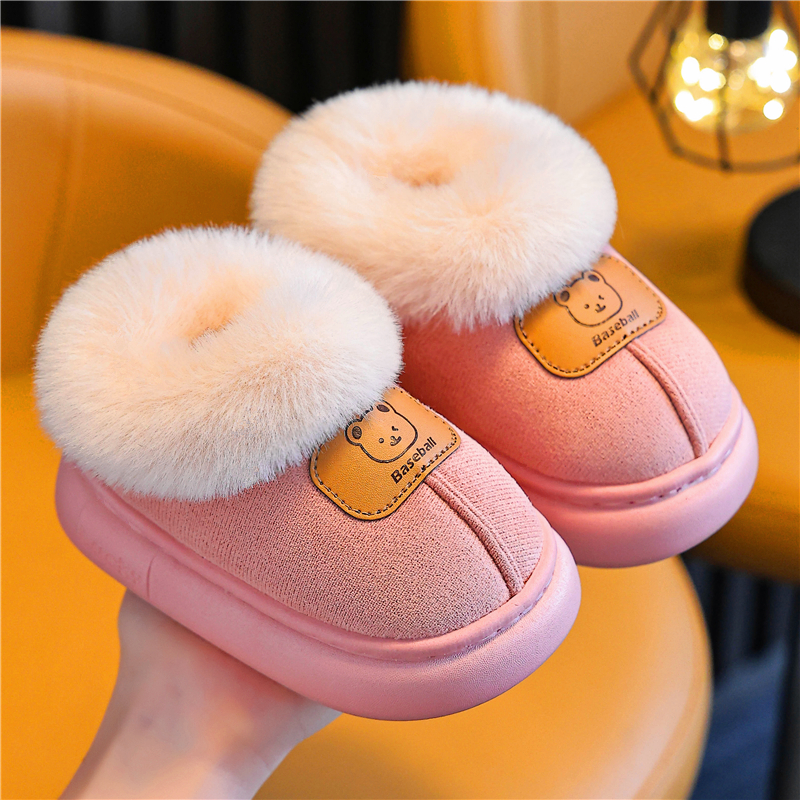 儿童包跟棉鞋冬季加绒加厚居家保暖防滑男女童中童小孩宝宝棉拖鞋