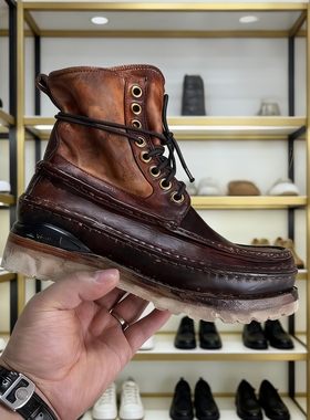 Visvimlaoliu25ss复古手工鞋王 做旧工装靴 固特异