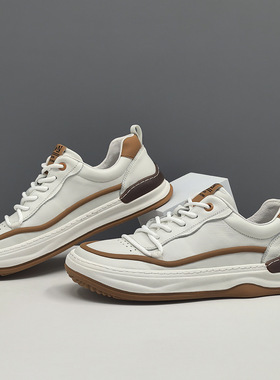 男士真皮歪头休闲鞋百搭板鞋男款潮流小丑鞋欧洲站男鞋萌丑芒果鞋