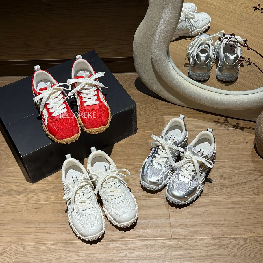 德训鞋女2025新款夏季网面小白鞋潮牌休闲运动鞋爆款56007-7