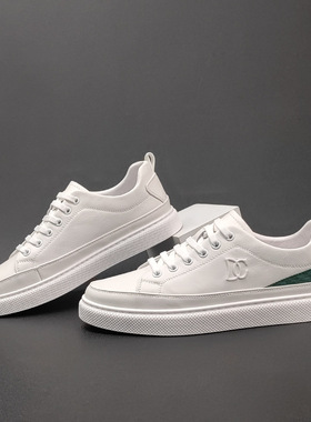 男士拼色板鞋男款潮鞋高端真皮休闲鞋小众男生百搭软底平板鞋男鞋