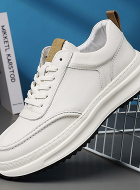 厂家直销2025春季新款真皮时尚休闲鞋男厚底百搭ins老爹鞋男