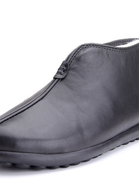 老北京布鞋男棉鞋牛皮羊毛加绒老头鞋二棉鞋保暖爸爸冬季男鞋