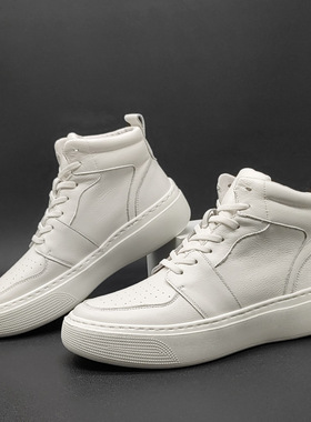 小白鞋男款潮鞋真皮鞋子百搭高帮鞋男生休闲板鞋欧洲站男鞋韩版潮