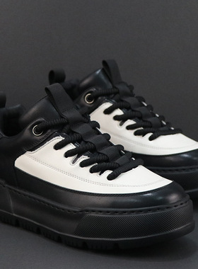 真皮运动鞋男头层牛皮透气软底轻便男鞋欧洲站潮流小众高级感休闲