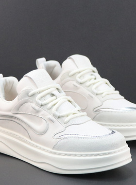 真皮小白鞋男潮鞋厚底轻便软底运动休闲鞋子头层牛皮高街痞帅板鞋