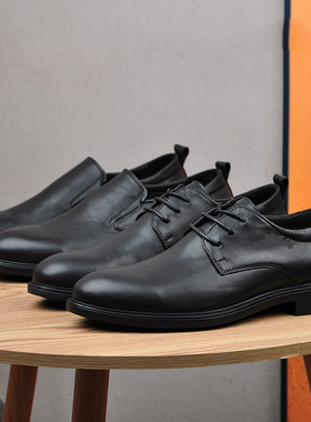 真皮男鞋套脚软皮软底轻便商务正装休闲皮鞋男透气头层牛皮上班鞋