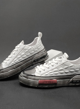 真皮板鞋男款百搭鞋子欧洲站男鞋男士轻奢高端淋胶小众潮鞋鞋