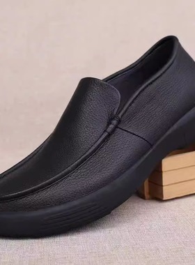 休闲皮鞋男韩版夏季英伦黑色头层牛皮百搭男士软底透气男鞋软面皮