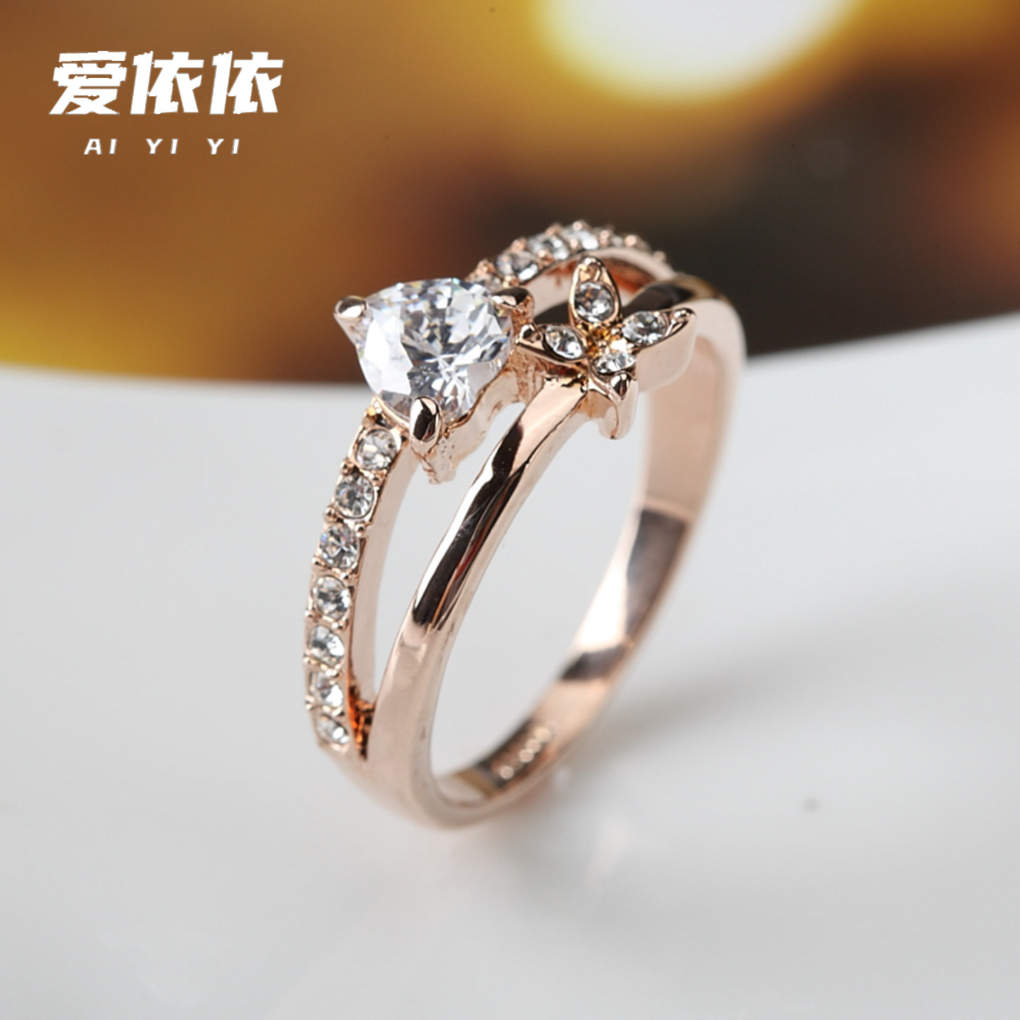 爱依依玫瑰金时尚高级感戒指女图片