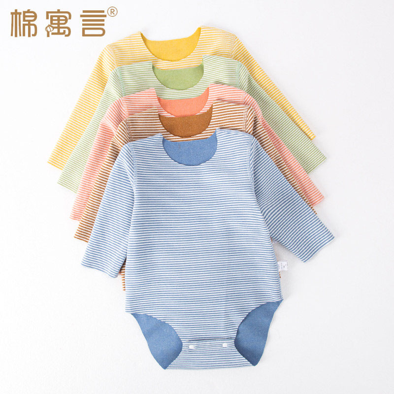 婴儿德绒包屁连体衣男女宝宝外出保暖爬服儿童秋冬季弹力护肚哈衣