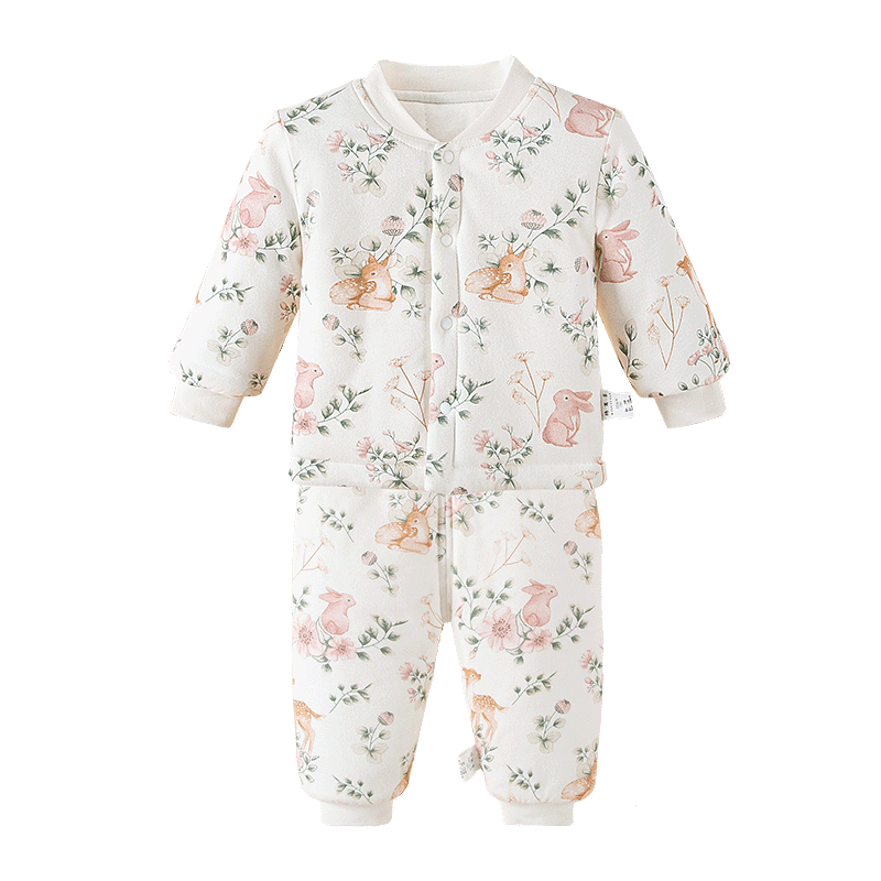 儿童家居服秋冬季棉衣棉裤两件套夹棉款可爱洋气宝宝棉袄套装加厚