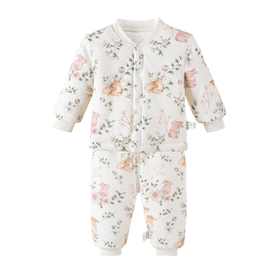 儿童家居服秋冬季棉衣棉裤两件套夹棉款可爱洋气宝宝棉袄套装加厚