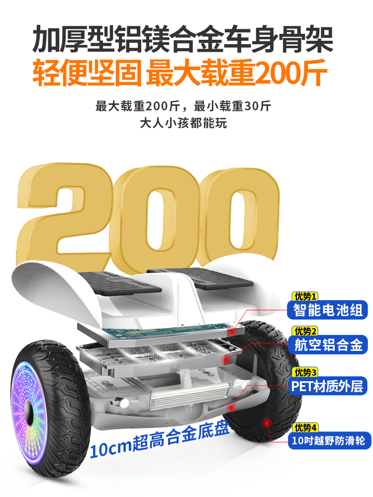 柏思图官方旗舰店2023新款平衡车智能腿控电动6一12平行车儿童