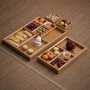 围炉煮茶零食干果盘分格托盘竹木火锅配菜盘拼盘烧烤盘子点心盒