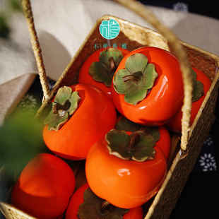 不单典雅创意陶瓷中式柿子茶叶摆件密封收纳罐国潮喜庆公司伴手礼