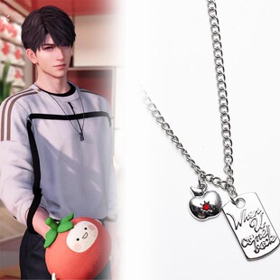 恋与深空夏以昼同款金属方牌项链Whencome方牌吊坠锁骨链礼物