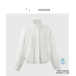 有关related|小水滴|100棉超柔灯芯绒立领外套春季女户外宽松套装