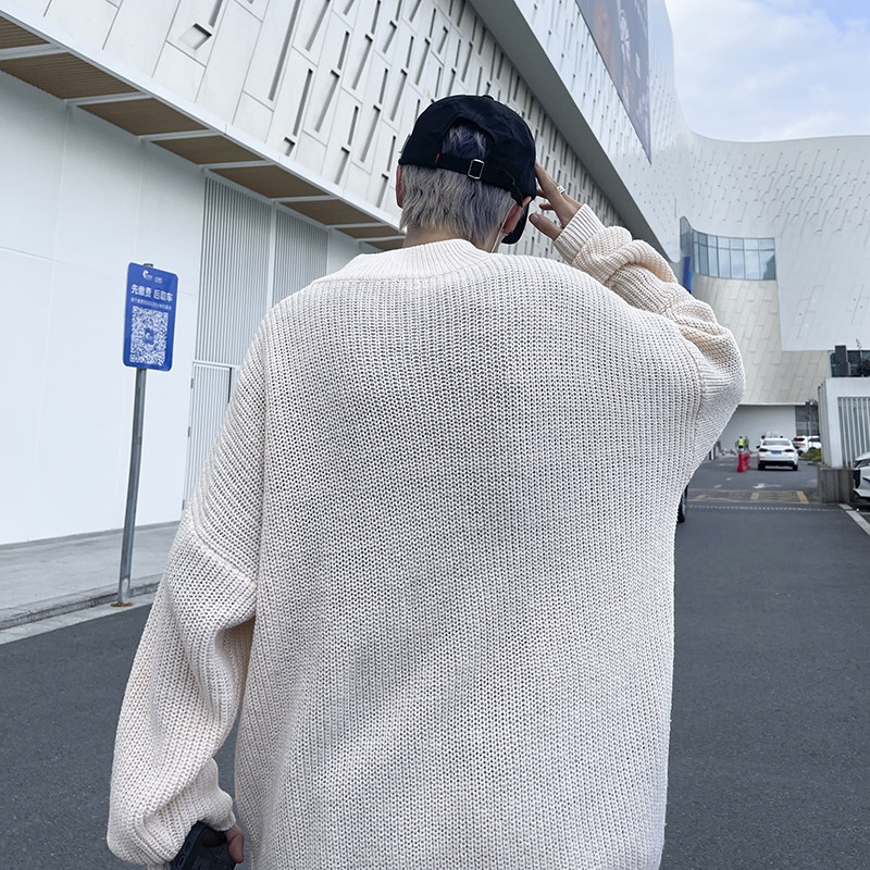 高品质韩版拉链开衫毛衣高领潮流宽松加厚针织衫外套男MY2207p50,男装针织衫/毛衣,电商D315