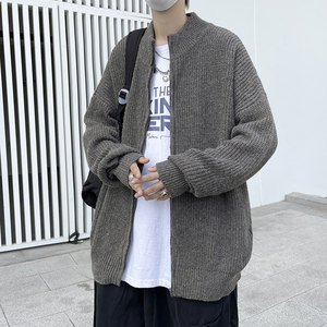 高品质 韩版拉链开衫毛衣高领潮流宽松加厚针织衫外套男MY2207p50图片