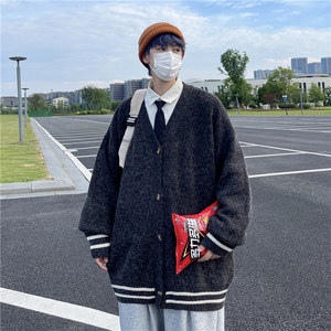 抖音  复古日系慵懒V领针织衫外套男女宽松休闲毛衣MY2201p50图片