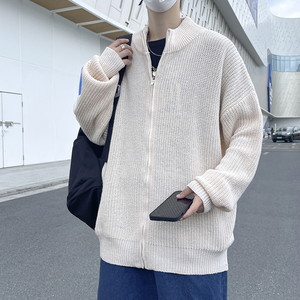 高品质 韩版拉链开衫毛衣高领潮流宽松加厚针织衫外套男MY2207p50图片