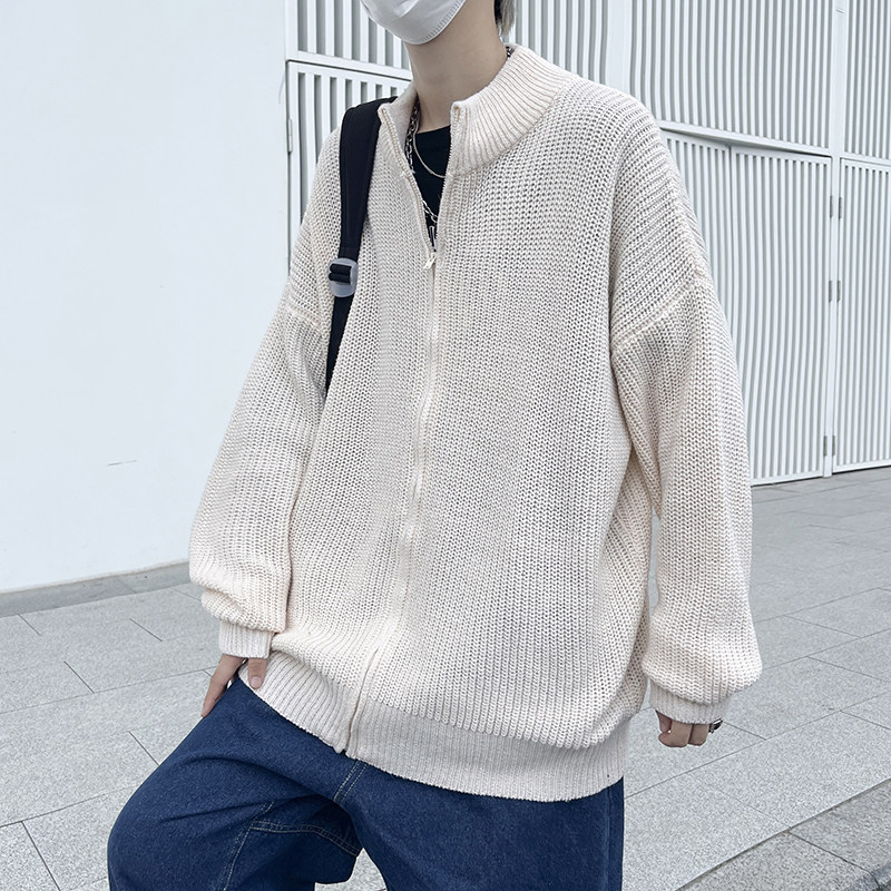 高品质韩版拉链开衫毛衣高领潮流宽松加厚针织衫外套男MY2207p50,男装针织衫/毛衣,电商D315