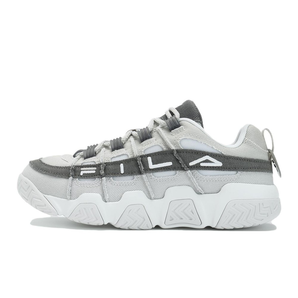 【攀登】 FILA 复古篮球鞋 系带 女 织物TPU 厚底 灰色 低帮