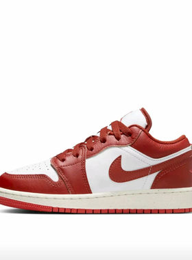 耐克Jordan 1 Low AJ1白红低帮休闲板鞋大童