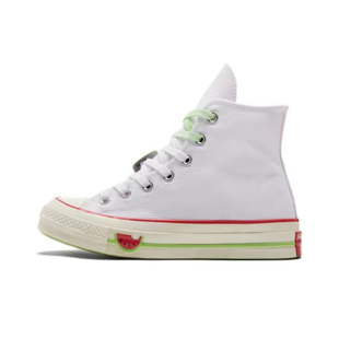 Chuck 男女同款 1970s 耐磨防滑高帮休闲帆布鞋 白色 西瓜 Converse