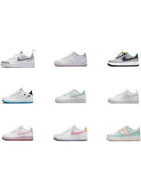【攀登】NikeAirForce1皮革休闲舒适减震低帮儿童板鞋黑白色